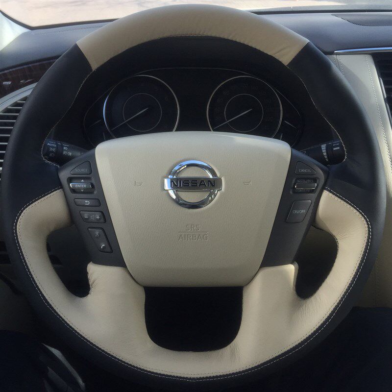 08-12款天籁老款o天籁楼兰奇骏途乐轩逸真皮手缝方向盘套汽车把套