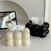 陶瓷奶油棉花糖客厅m茶几抽取式 卫生纸盒饭厅桌面家用高级创意摆