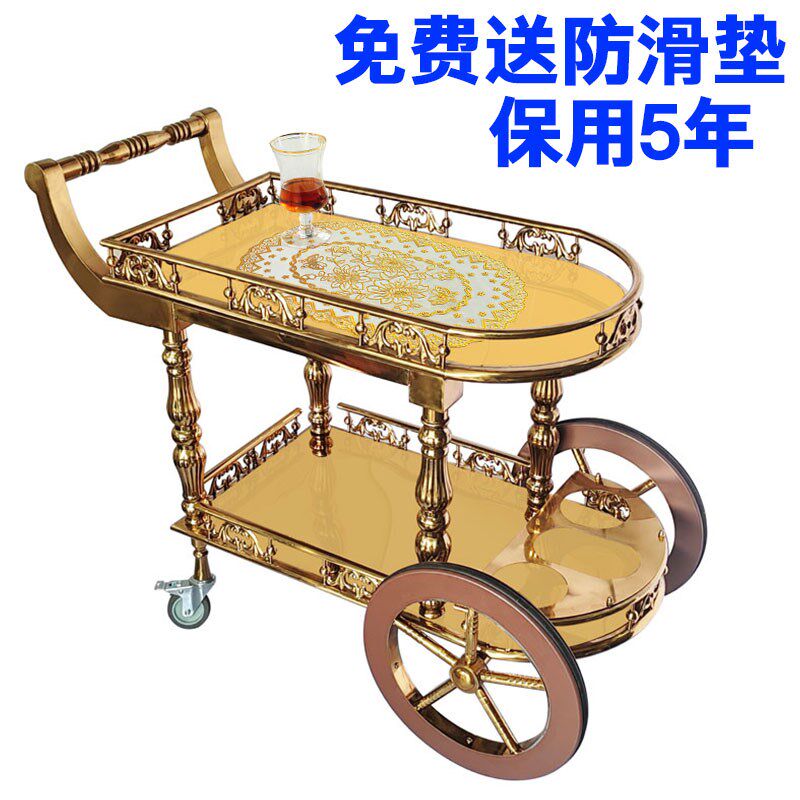 酒店小吃车推车三层酒水车茶x水车不锈钢烤鸭车片移动餐车商用餐