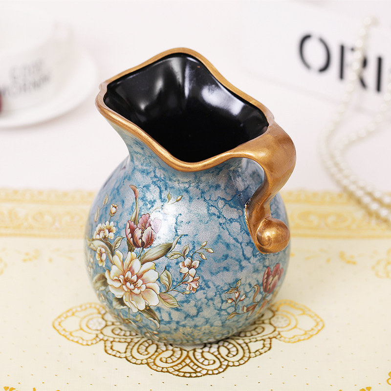 欧式轻奢陶瓷彩绘小花瓶 工艺客厅插F花奶壶家居装饰复古文艺摆件,家居饰品,花瓶,淘宝优惠券,粉丝福利购,淘宝优惠卷
