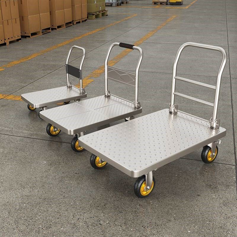 搬运手推车折叠钢板可携式推车y手拉车超市拉货家用平板小推车小