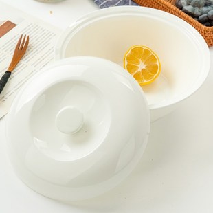 纯白骨瓷釉下彩带盖大海碗汤盆大号家用双耳大汤T盆带盖品锅大汤