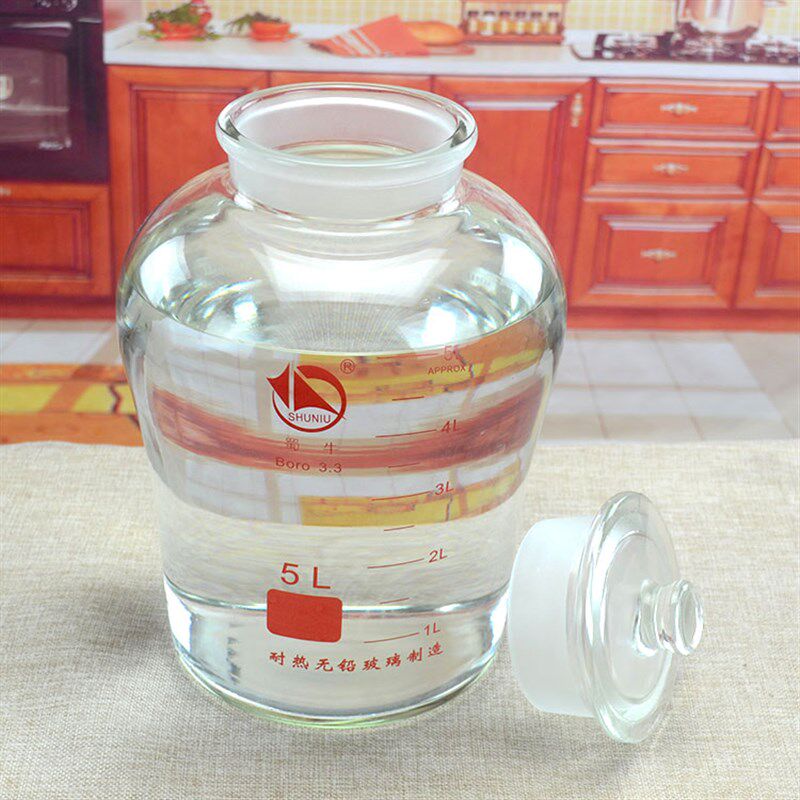 广口磨砂泡酒瓶1k0斤20 5高硼硅玻璃人参白酒坛酵素密封罐葡萄酒