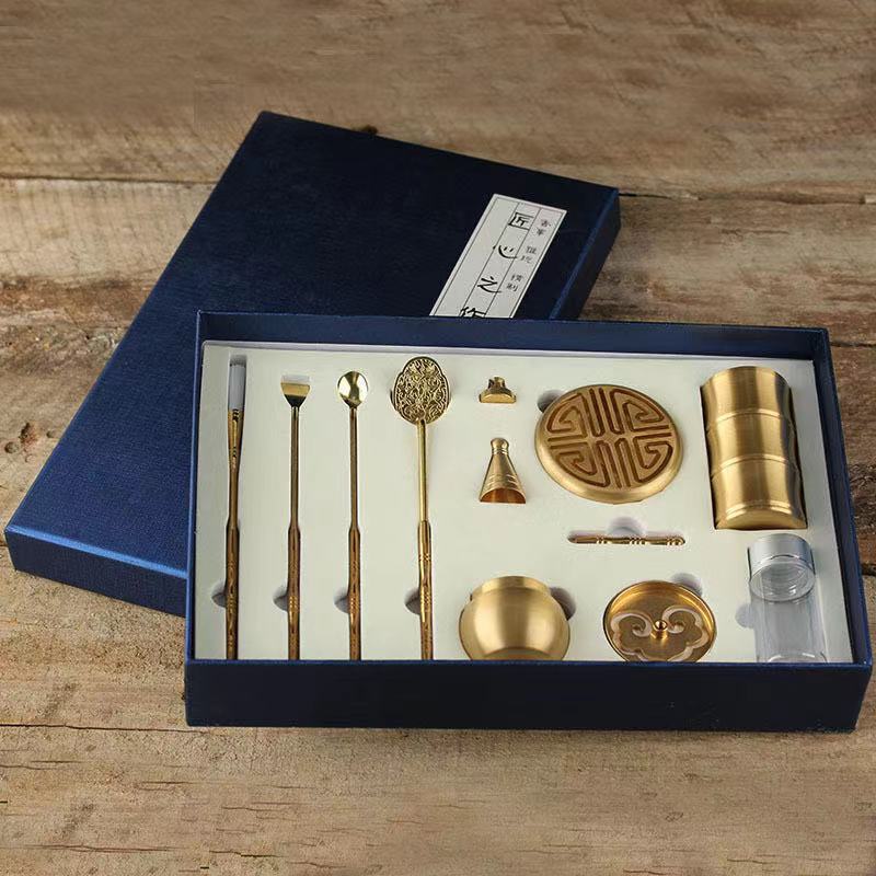 纯铜香篆 打拓空熏香铲香勺塔香模7件套入门V香道套装用品
