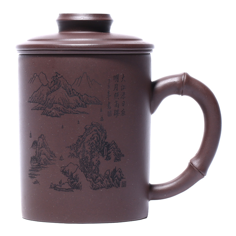 宜兴紫砂杯纯全手工原矿带过滤内胆大容量M家用泡茶杯子带把盖杯