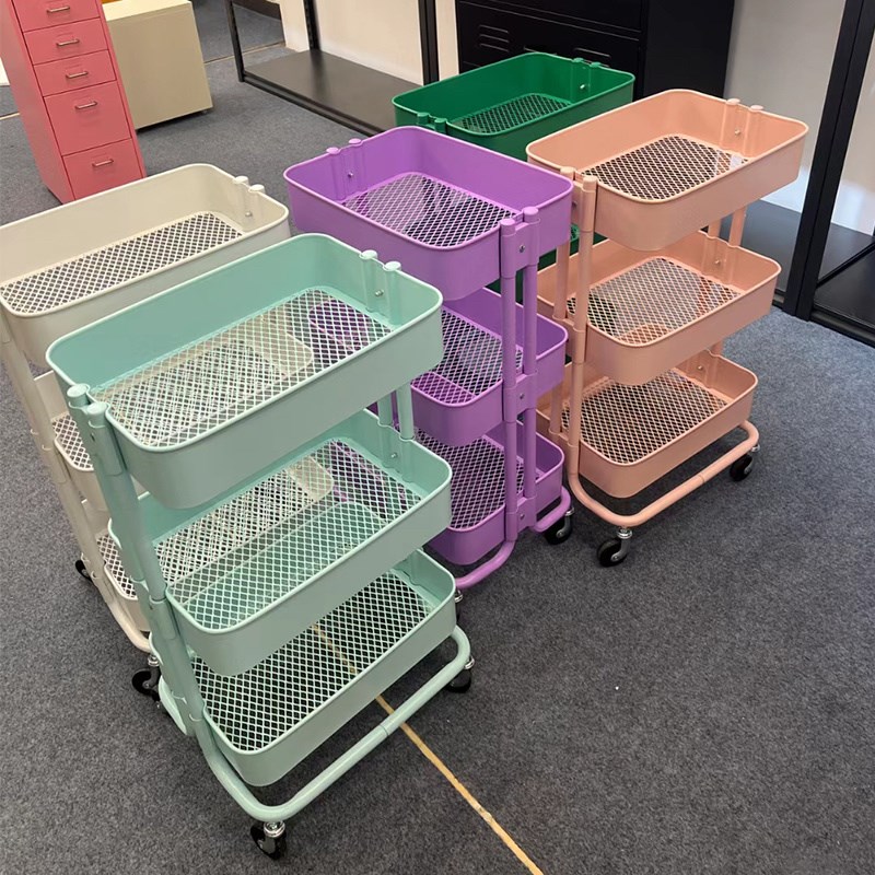 小推车置物e架用落地多层婴儿用品收纳客厅厨房美容院移动收纳架