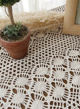 凤尾钩针棉麻桌旗美m式复古茶几电视柜斗柜餐桌布盖布文艺拍摄道