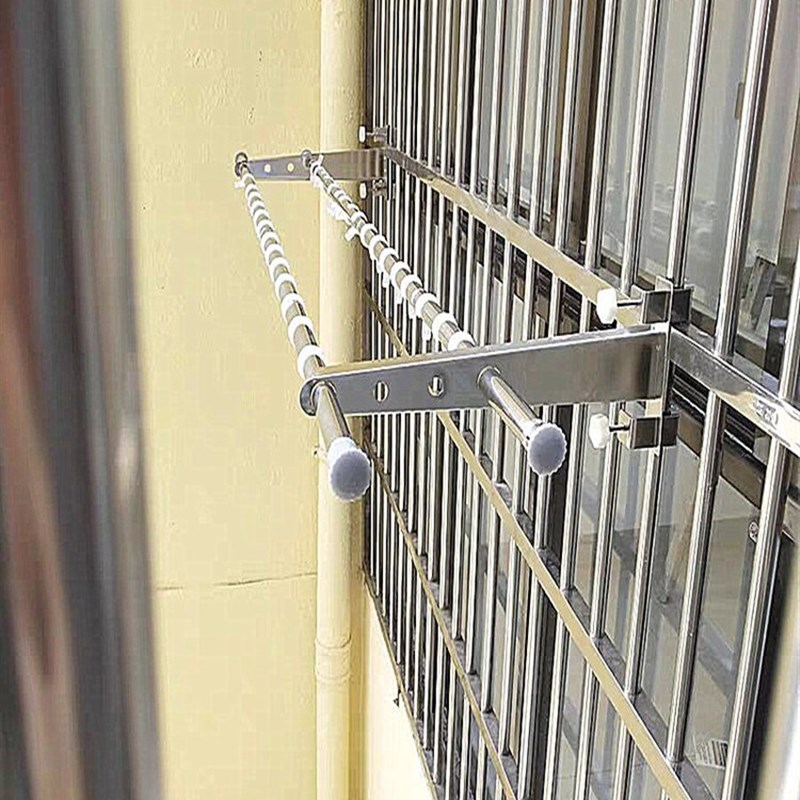 窗外晒衣架窗框晒被子家用阳台A边栏杆晾衣架防盗网挂衣牢固不锈