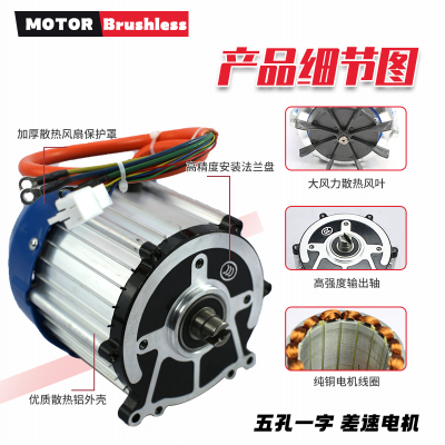 电动三轮车电机48V60V大功率w800W1200W高速无刷直流一字电机配件