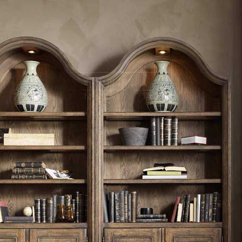 欧式实木做旧书柜美式乡村橡木雕花客厅书橱法式复古书架展示柜,电子元器件市场,其它元器件,淘宝优惠券,粉丝福利购,淘宝优惠卷