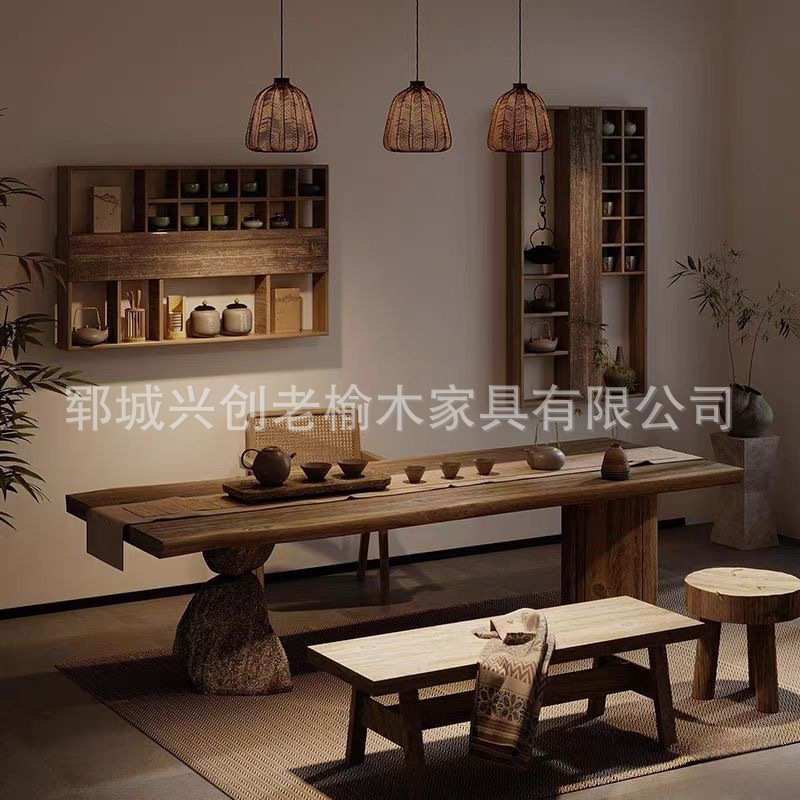 实木博古架多宝阁壁挂式古董置物架老榆木紫砂壶瓷器展示架