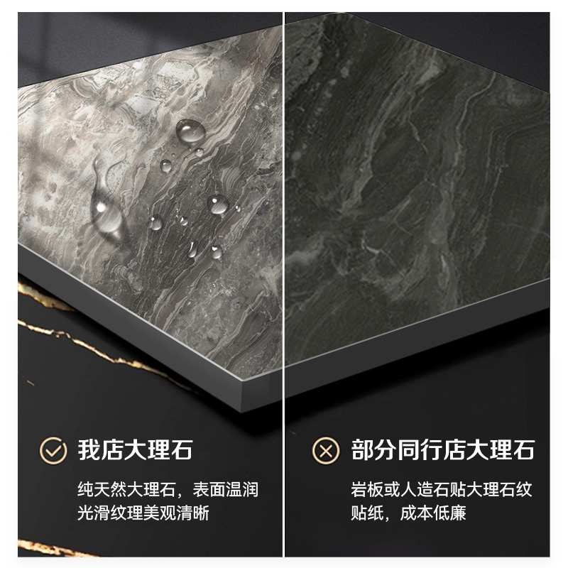 轻奢现代天然大理石茶几客厅家用简约小户型意式极简岩板方形茶几
