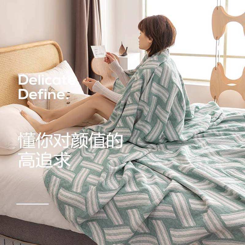 日式纯棉纱布毛巾被双人夏季薄款全棉成人盖毯单人午睡毯沙发毯子