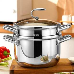 304不锈钢蒸锅家用厨房煮锅排骨玉米鸡汤蒸汤锅通用炉灶蒸煮锅