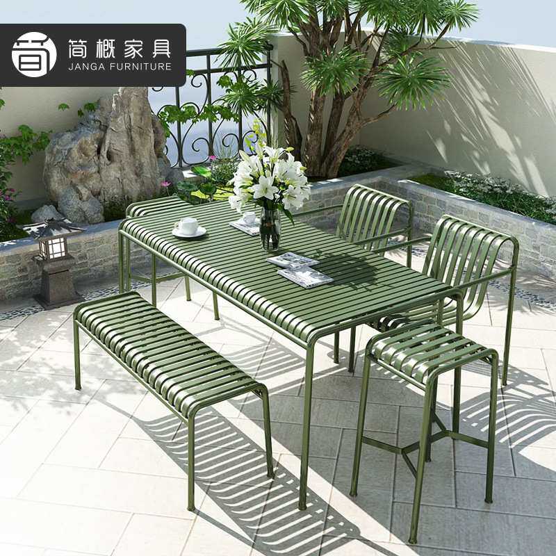 户外铝合金桌椅庭院休闲阳台全铝防水露天奶茶店外摆套装组合彩色