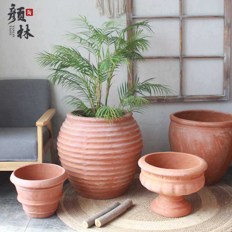 美式陶盆罗马风花盆红陶罐景观大盆粗陶盆杂货花园盆花盆红泥