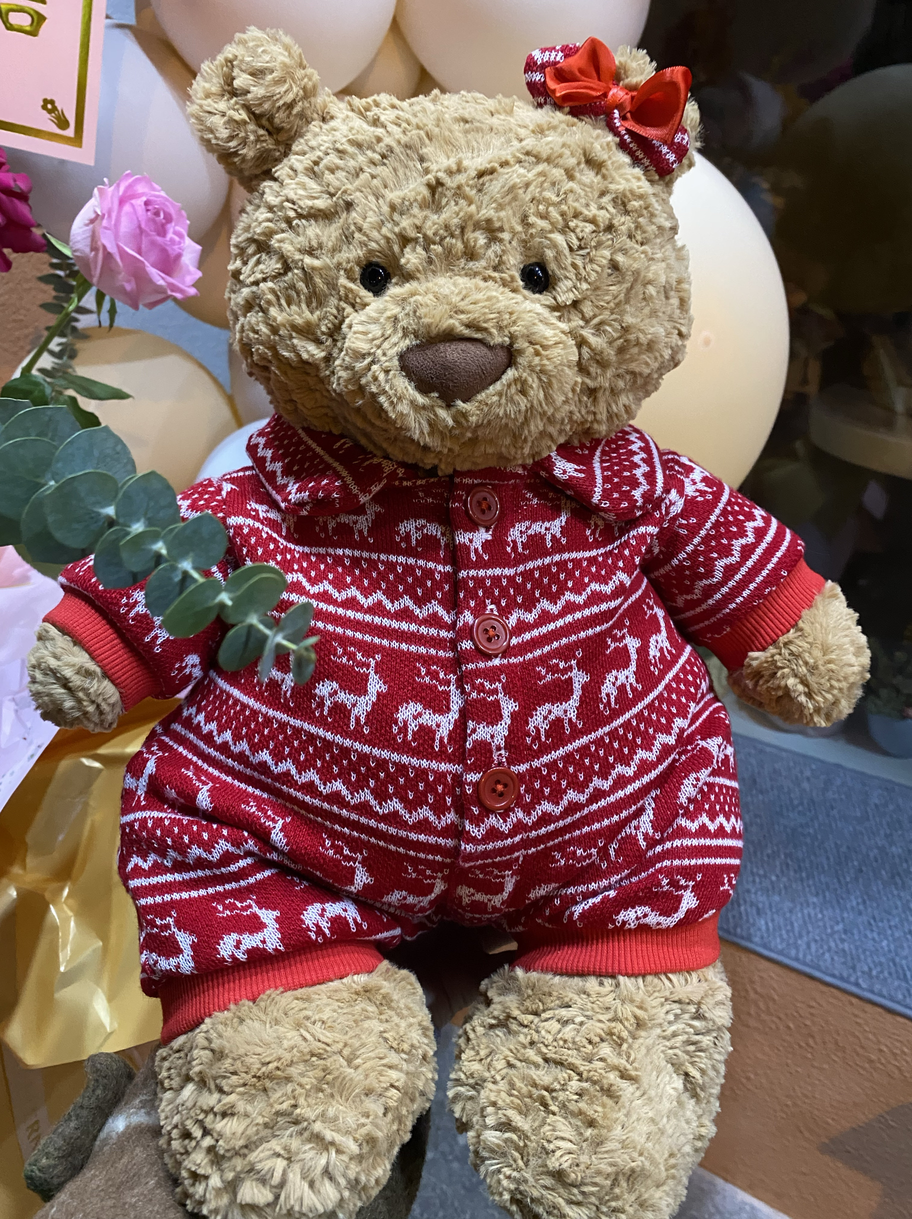 桐桐妈手作 巴塞罗熊巴纳布斯猪圣诞节红色爬服连体衣服不含熊