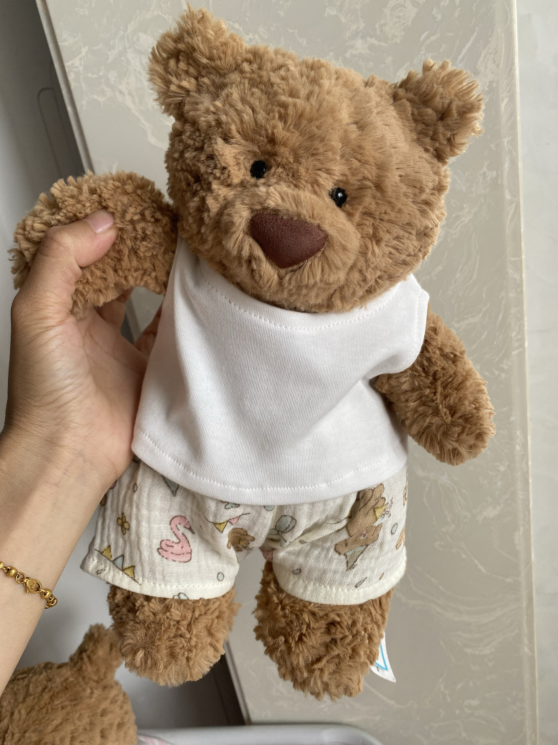 桐桐妈手作 巴塞罗熊巴纳布斯猪套装衣服裤子娃衣着替不含熊