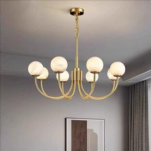 全铜云石吊灯客厅现代简约北欧书房卧室灯设计师创意中式餐厅灯具