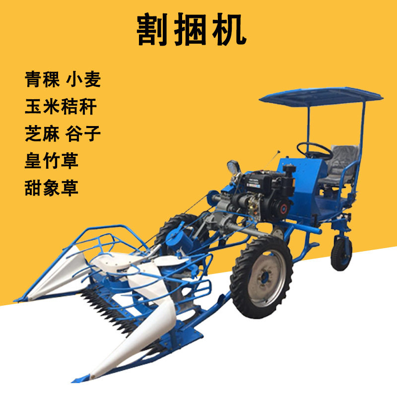 内蒙古荆芥打捆机四轮座驾式割晒打捆机收割稻麦成捆放倒芦苇收割