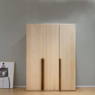 北美硬枫木儿童衣橱复古式简约型日式全实木樱桃木衣柜双门储物柜