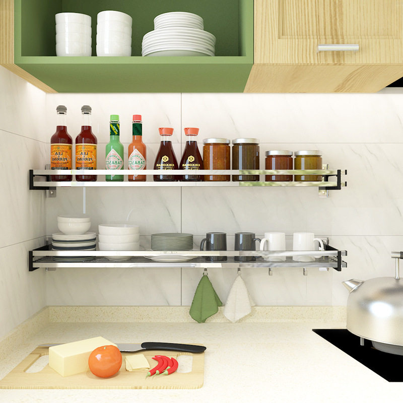 304不锈钢厨房置物收纳架调料刀架多长度可选壁挂置物架储物架