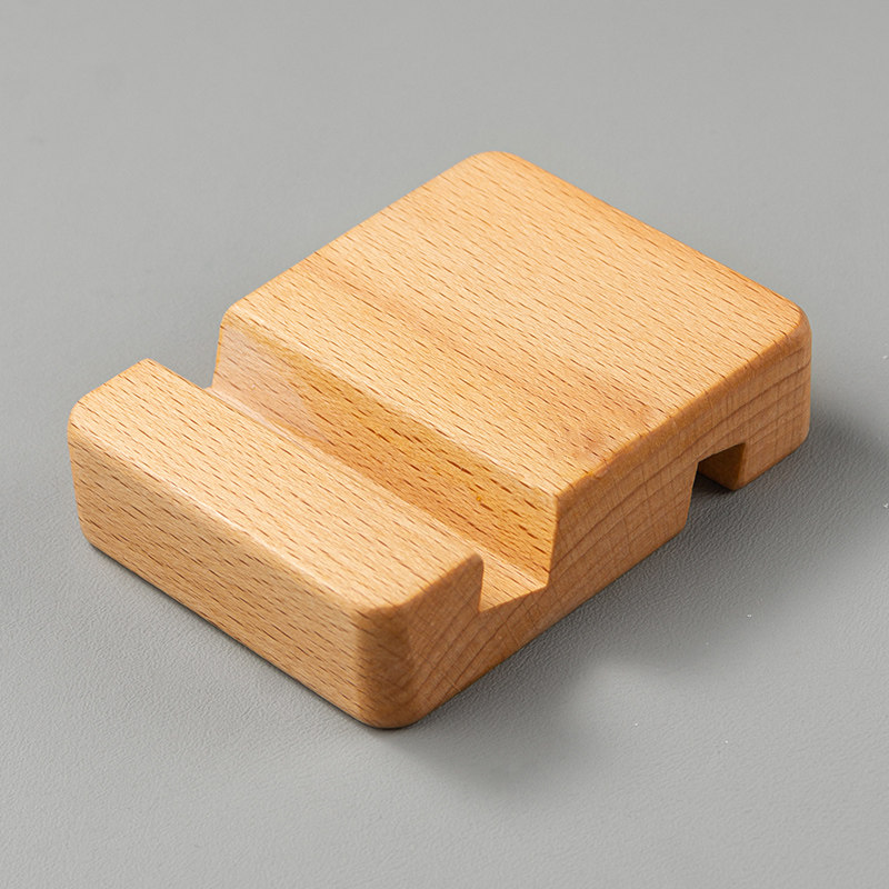 木质手机平板桌面底座支架通用 榉木床头桌面便携 懒人直播支架