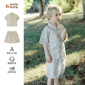 松弛感舒适透气印花套装 WirraWirra北欧风男童海岛日记衬衫 短裤