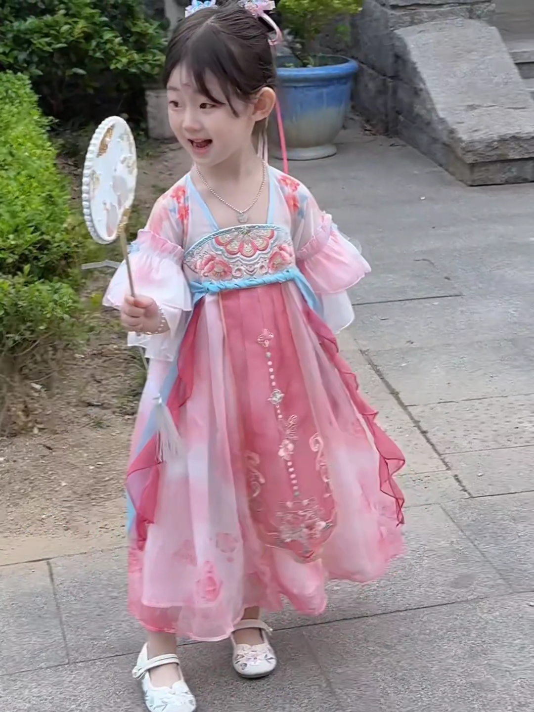 女童汉服夏季2025新款儿童古装超仙小女孩襦裙古风短袖连衣裙夏款