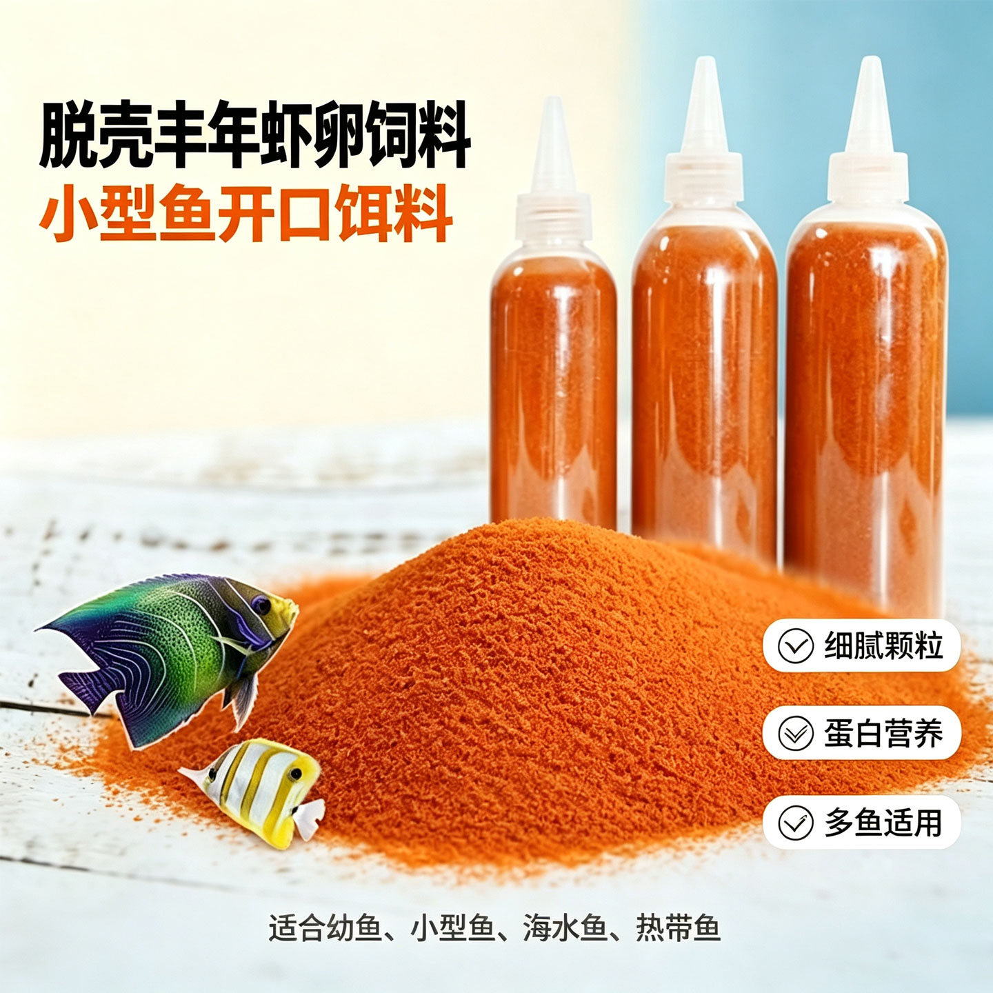 脱壳通用虾S卵鱼食丰年热带鱼饲料颗粒小型鱼饲料孔雀鱼幼鱼开口