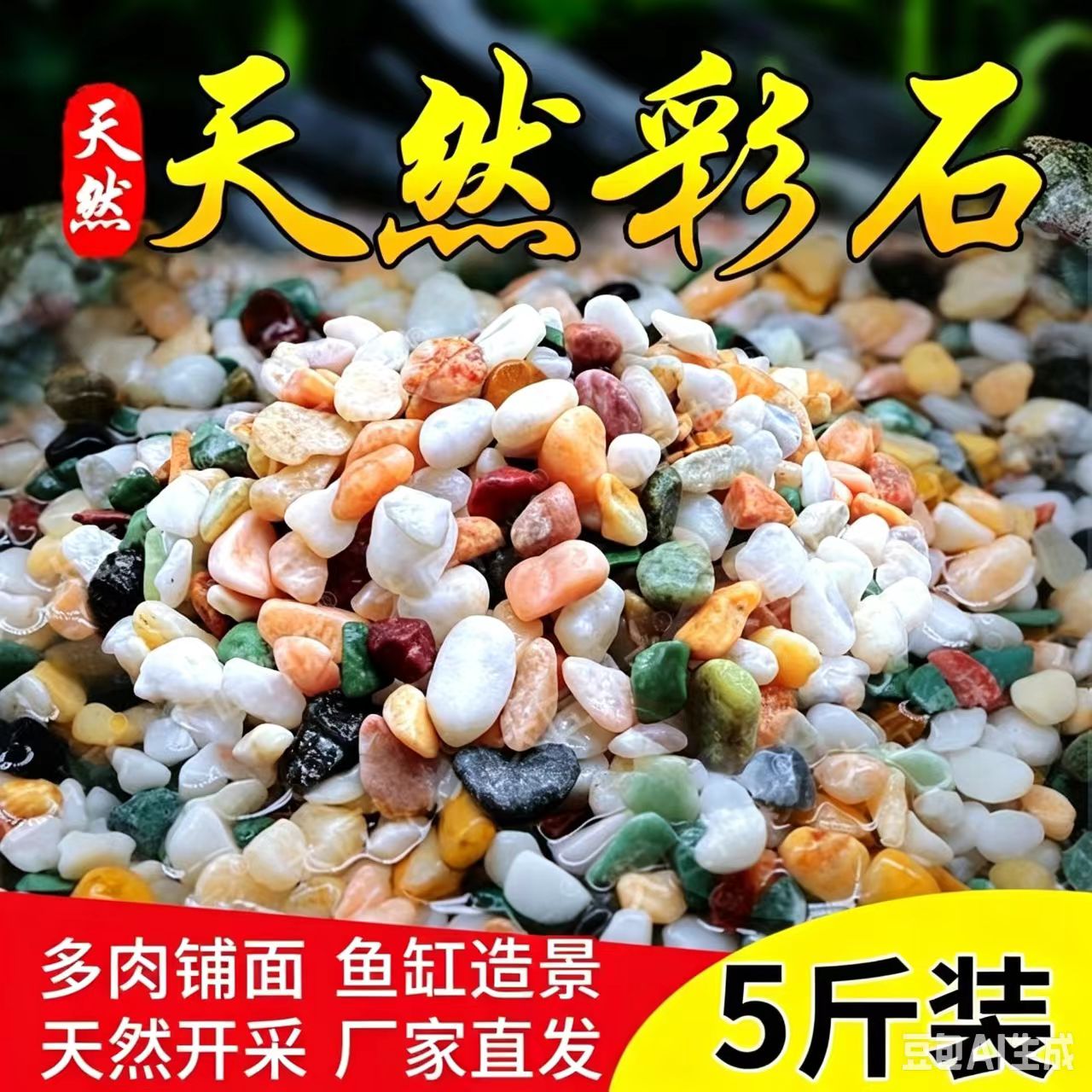 天然五彩色小石头水培郁金香垫底养花石子多肉铺面石鱼缸造景底砂