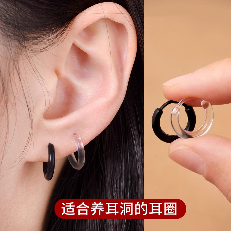 树脂养耳洞耳圈女耳环新款不易过敏圈圈耳扣韩版学生水滴耳钩耳饰