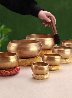 音钵尼泊尔手g工钵音碗瑜伽冥想满月颂钵梵音钵静心钵铜磬法器铜