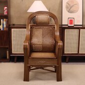 匠心优造送父母藤椅单人高u靠背编织老人椅子家用办公椅真藤休闲