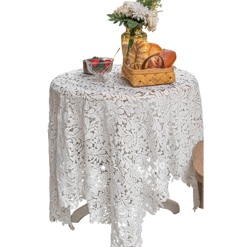 白色镂空蕾丝桌布美式田园复古圆桌床头柜盖布欧P式韩式ins茶几布
