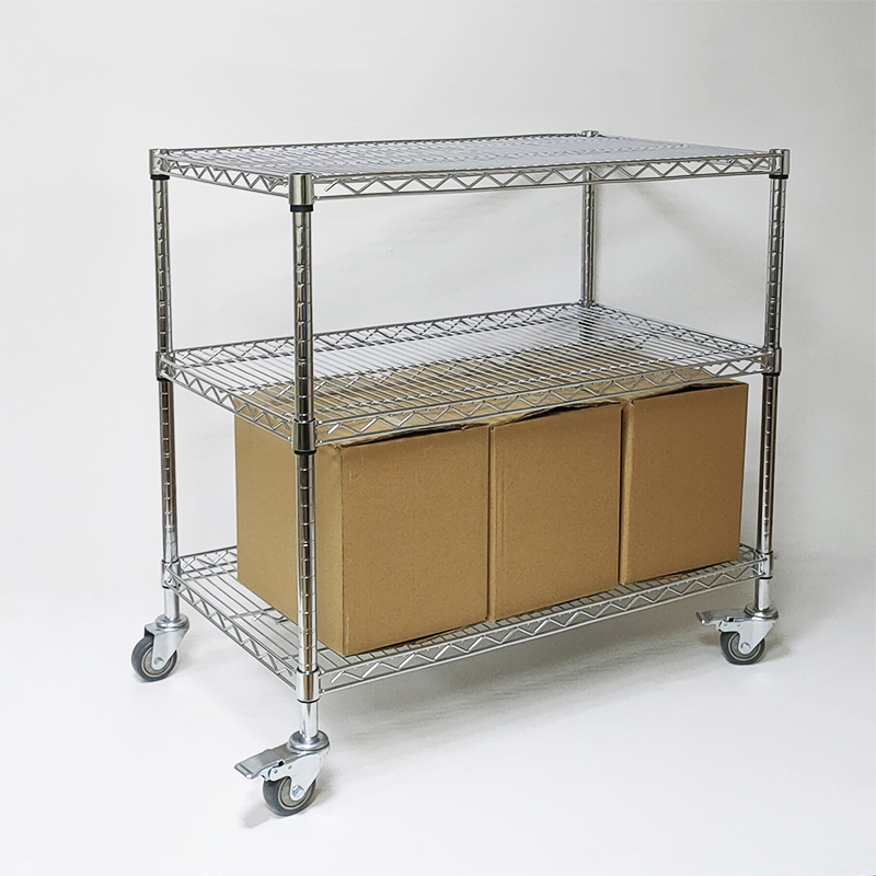 仓库货架带轮移动置物架不锈钢层网格铁架L子镀铬家用防静电物料