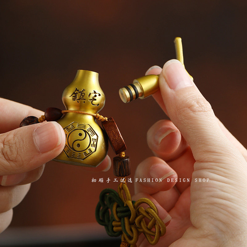 五帝钱门对门f真品铜葫芦挂件开口装朱砂压门槛纯铜吉祥结古币挂