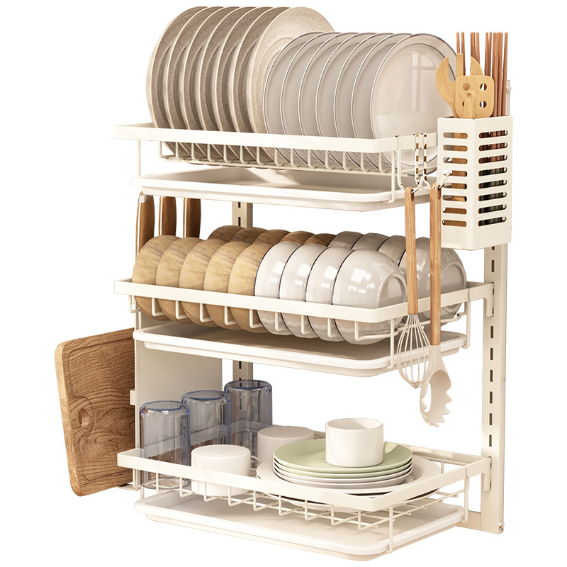 厨房碗碟架壁挂式多功能置物架免打孔碗柜放筷Q子碗盘子沥水收纳