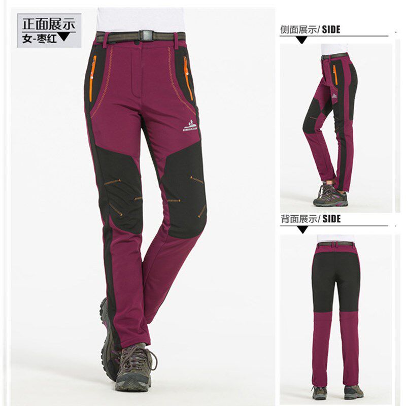 秋冬户外冲锋裤女男抓绒裤加厚z保暖防水徒步登山弹力软壳裤大码