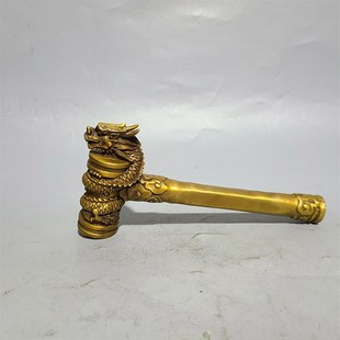 纯铜盘龙锤龙纹榔头黄铜一锤定音决策领导P礼品上市敲钟锤摆件