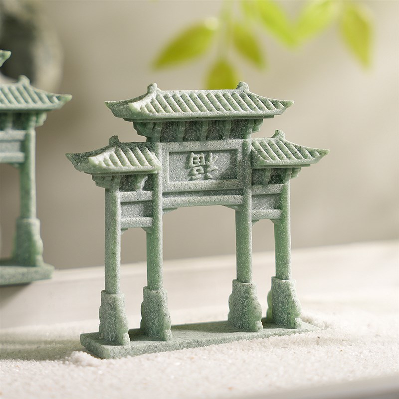 青砂石盆景造景摆件创意微景观大门牌坊摆设P假山流水装饰小配件