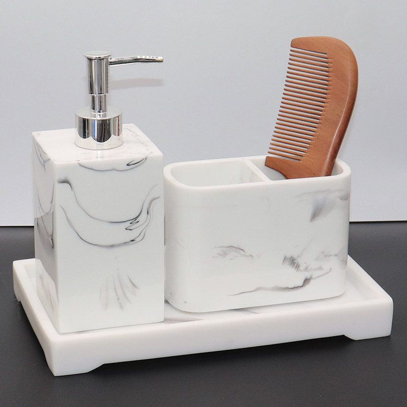 欧式卫浴洗漱用品套件样s板房摆件酒店洗手液瓶子木梳架收纳盘套