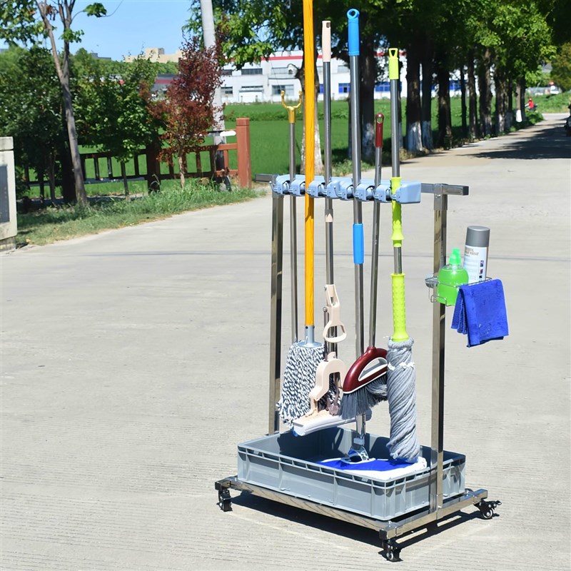 不锈钢可移动拖把架落地式挂架y拖把扫把墩布置物架子整理清洁工
