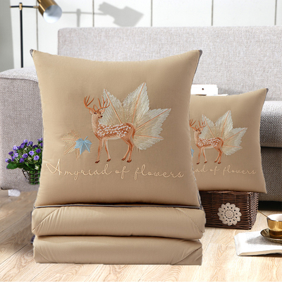 全棉抱枕被子两用汽车空调被多功能靠H枕毯子二合一车载车用枕头