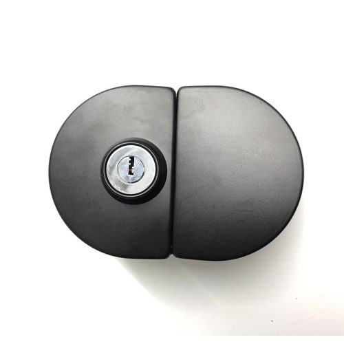 玻璃门锁不锈钢黑色中央单双x门锁圆锁免开孔办公门锁移门锁防盗