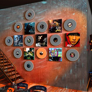 周杰伦专辑海报黑胶唱片墙面立体清吧小酒K馆装饰品场景布置工业