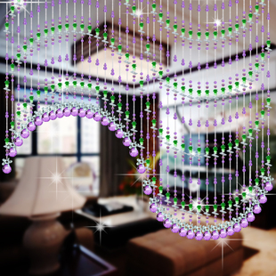 新款水晶珠c帘客厅隔断吊挂悬掉门帘子装饰风水拱形餐厅过道免打