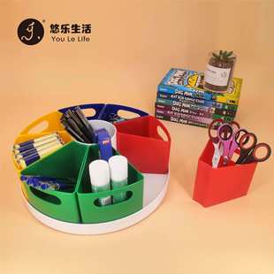 360度可旋转八格桌面文具收纳盒多功能画笔油画棒收纳笔筒(样品）