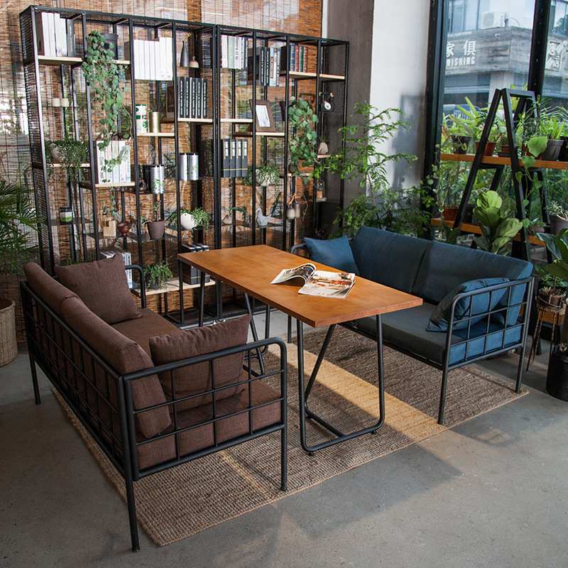 美式工业风酒吧工作室沙发奶茶店餐饮店西餐厅咖啡店复古桌椅沙发