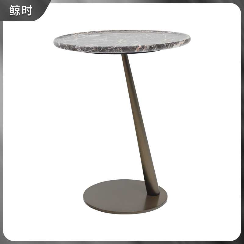 意式极简天然奢石大理石边几北欧设计角几师高级感家用创意小圆桌